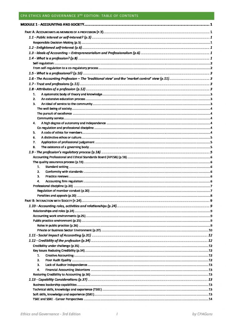 CPA Ethics and Governance 3rd Edition – 2020 (HD) Notes