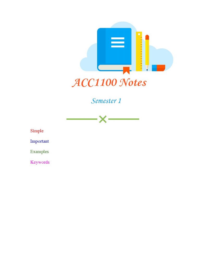 ACC1100 – Introduction to financial accounting Full HD Lecture Notes
