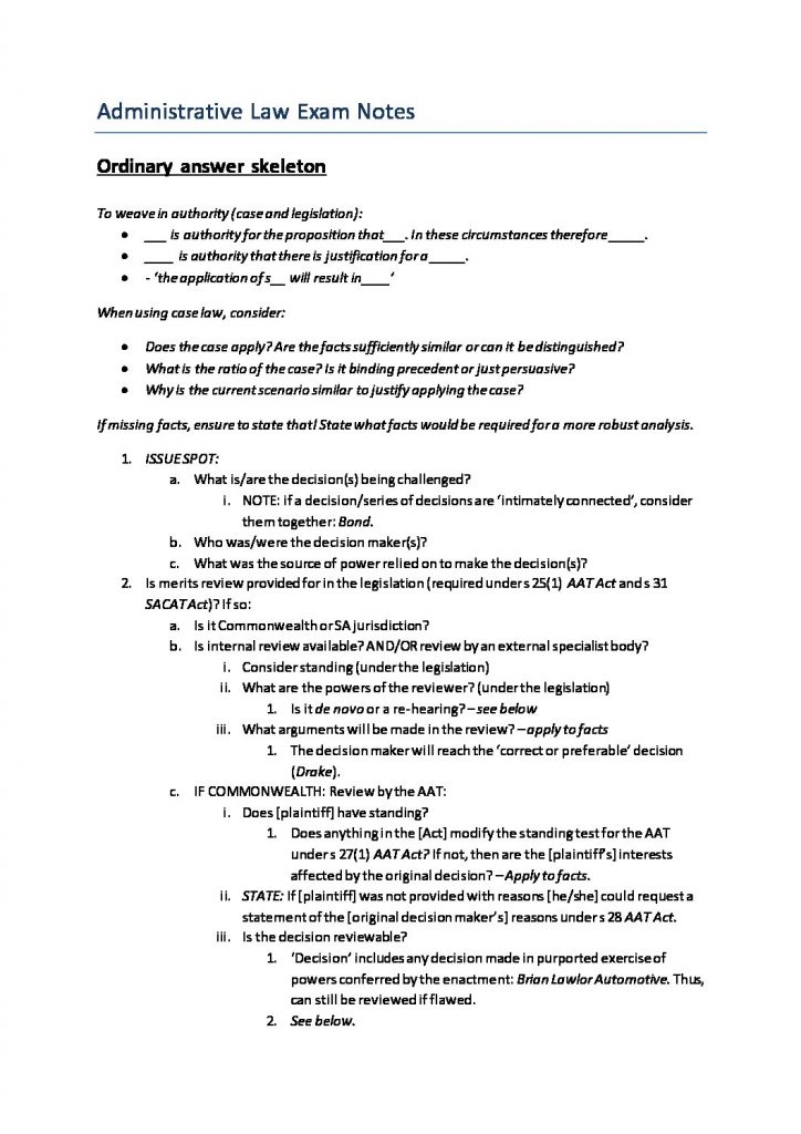 Administrative Law (LAW 2504) comprehensive summary notes