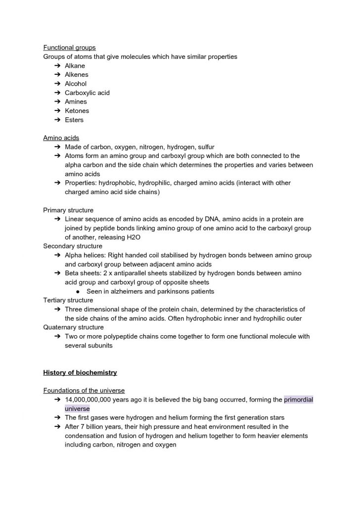 BIOSCI 106: Foundations of Biochemistry comprehensive notes