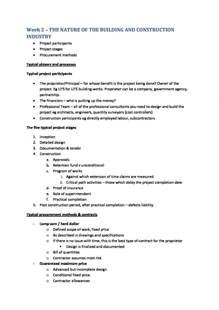 Building and Construction Law – 76043 course summary