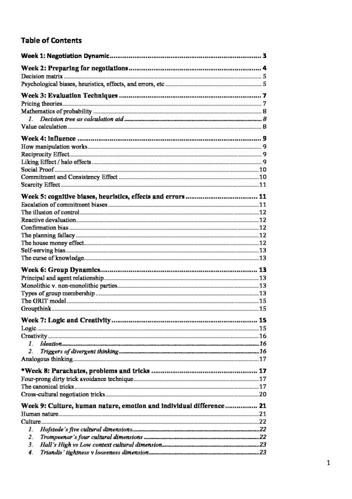 Business Negotiations (IBUS6018) final exam summary notes