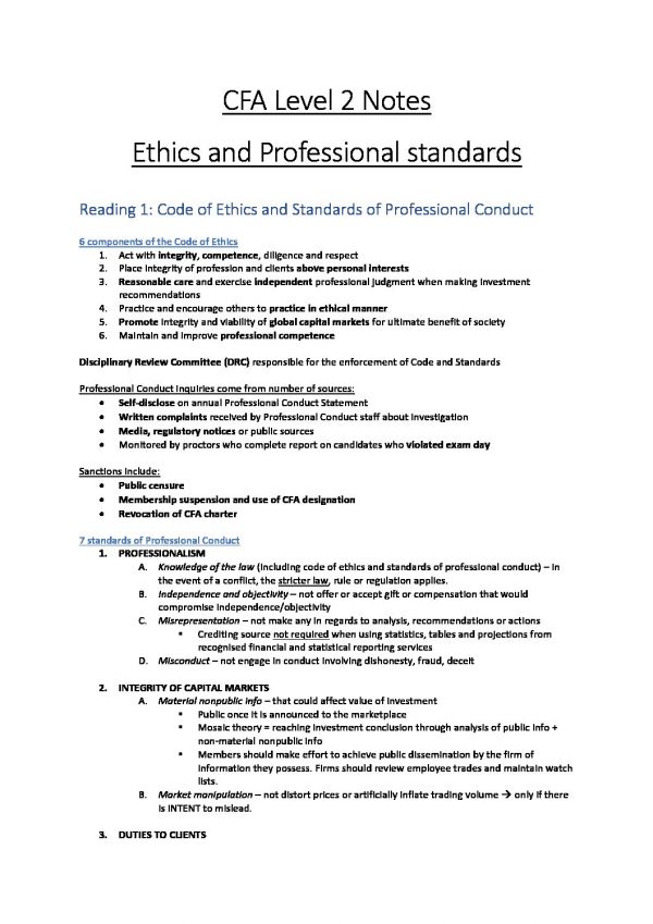 Cfa Level 2 Summary