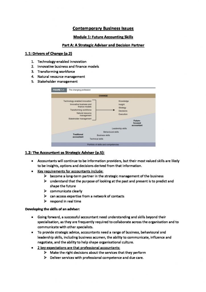 CPA Contemporary Business Issues (CBI) HD Notes & Index (4th Ed S2 – 2020)