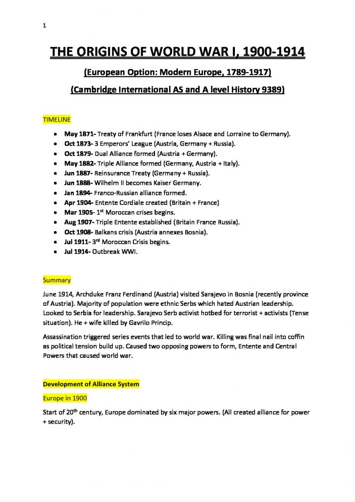 Cambridge International AS and A Level History (9389) full notes