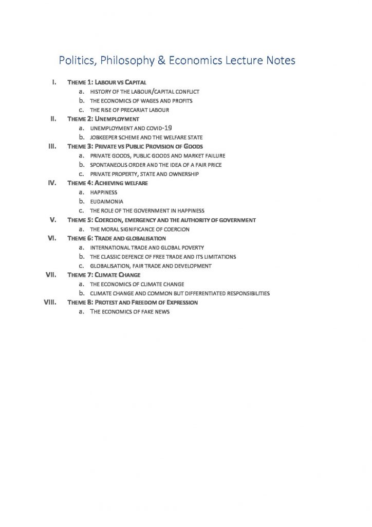 Comprehensive Philosophy, Politics & Economics (UNIB10014) notes