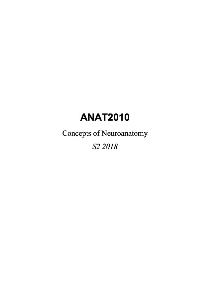 Concepts of Neuroanatomy (ANAT2010) complete summary notes