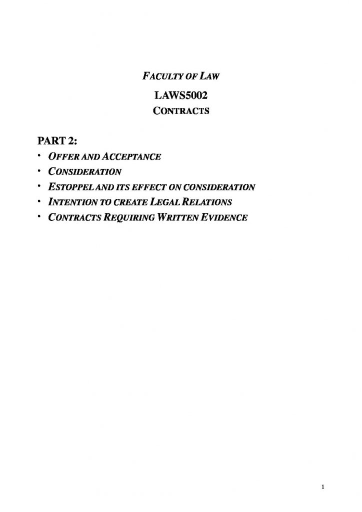Contracts Law (LAWS1015 & LAWS5002) complete outline