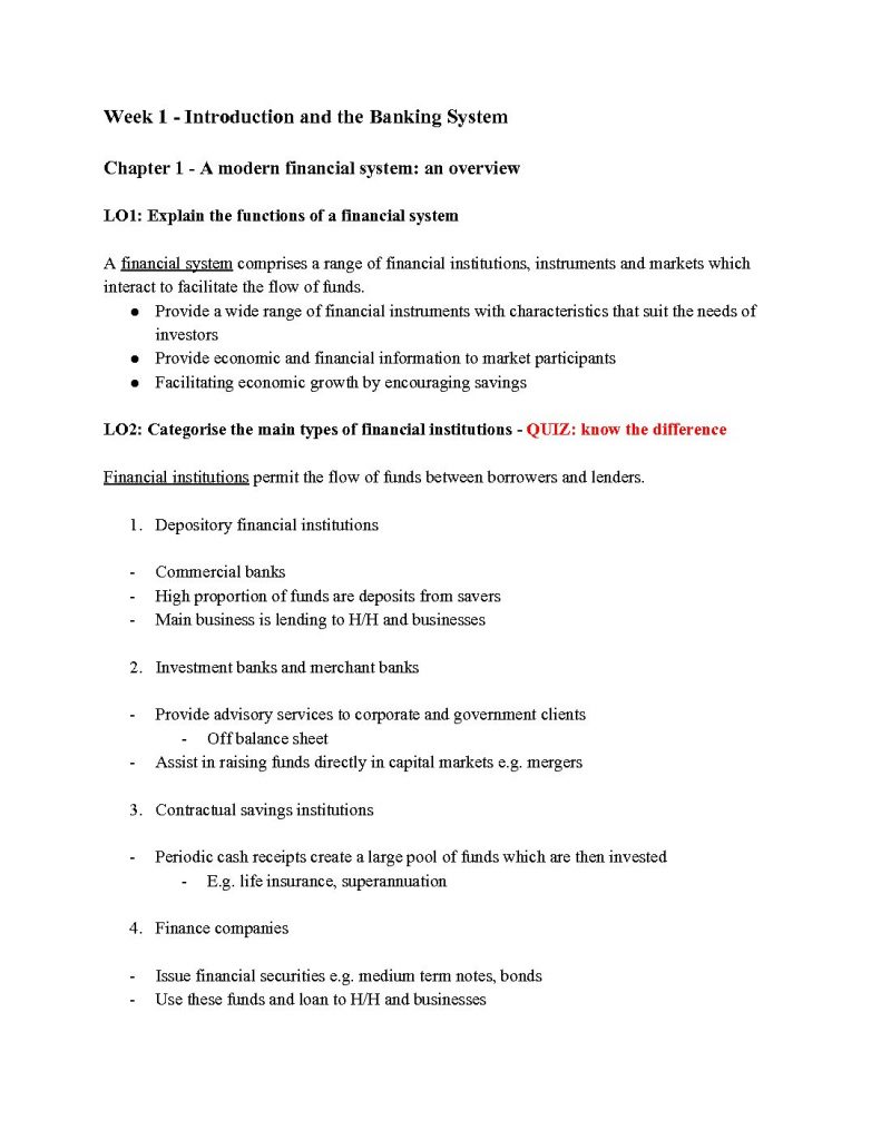 FINS1612 Capital Markets & Institutions Extensive Notes – 2020