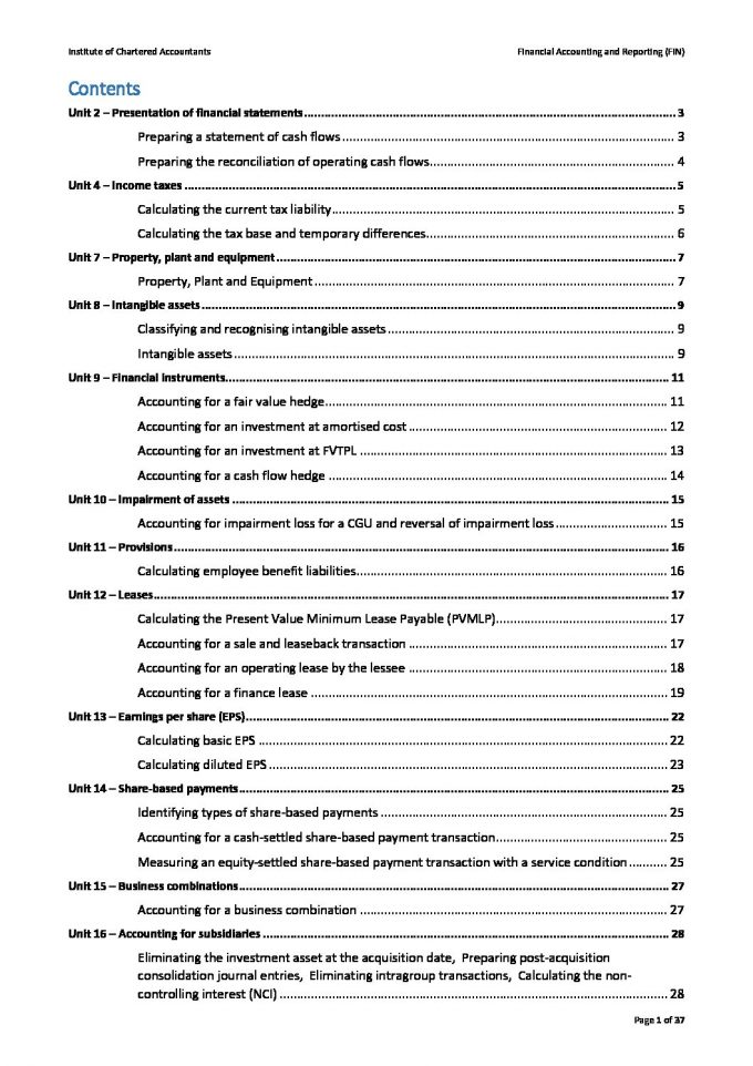 Financial Accounting and Reporting (FIN) Journal Guide for all topics