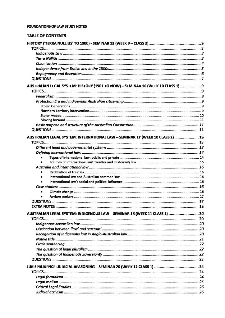 Foundations of Law (70102) Full Detailed Distinction Notes