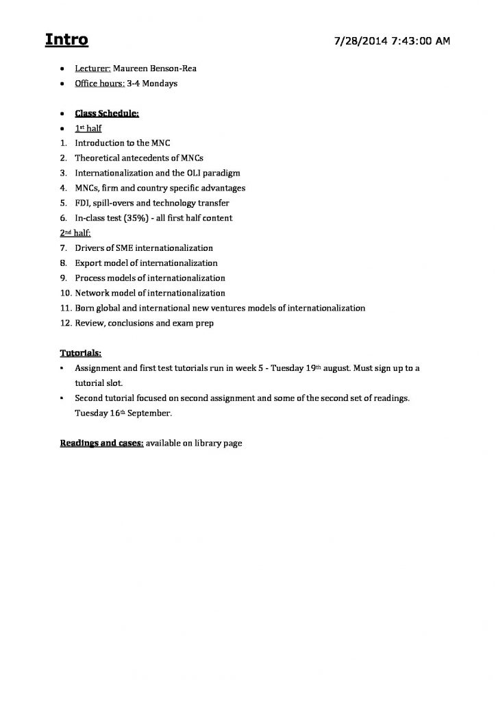 INTBUS 300 Firms across Frontiers course summary notes
