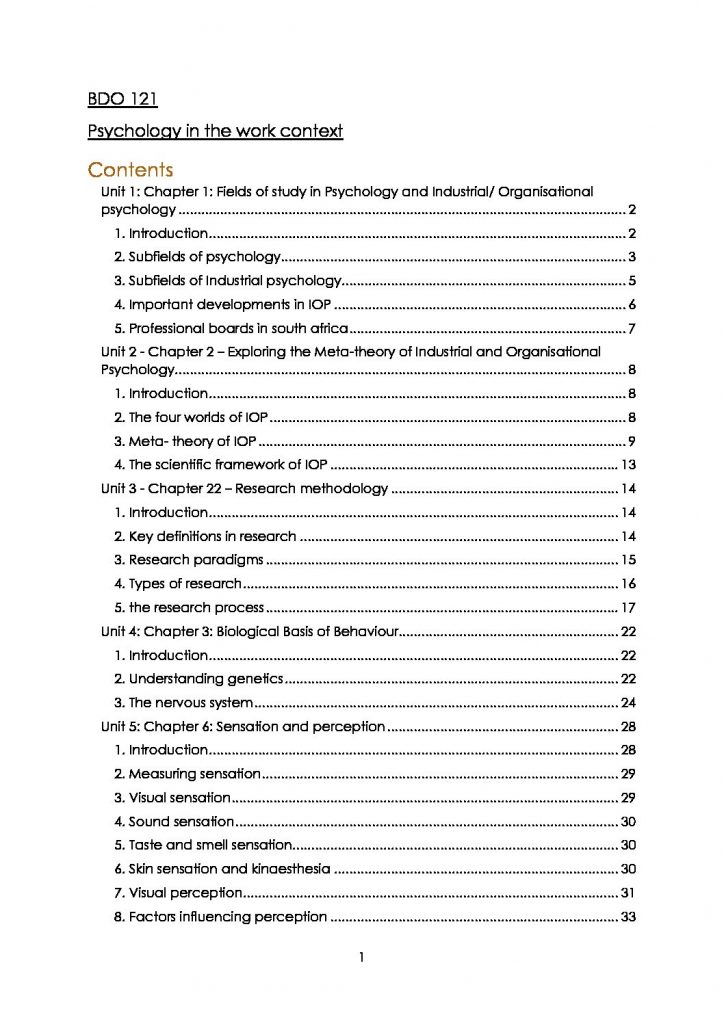 Industrial and organisational psychology 121 (BDO 121) textbook summary