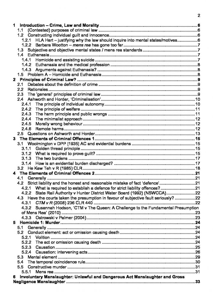 LAWS1016 (Criminal Law) detailed notes