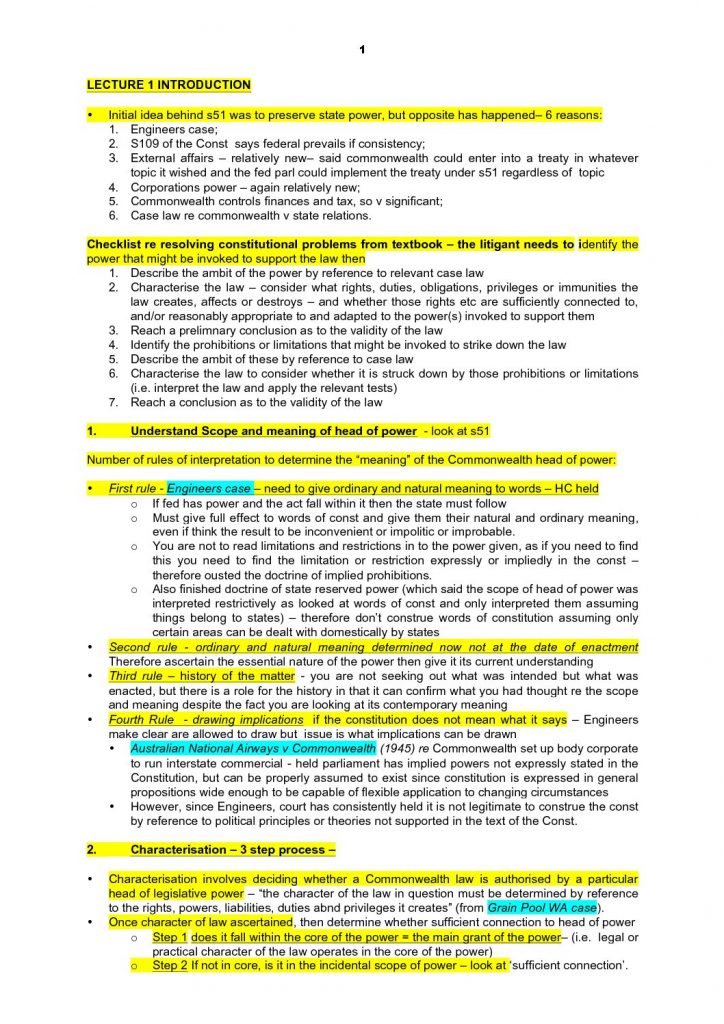 LPAB 06 Australian Constitutional Law (LEC) exam notes