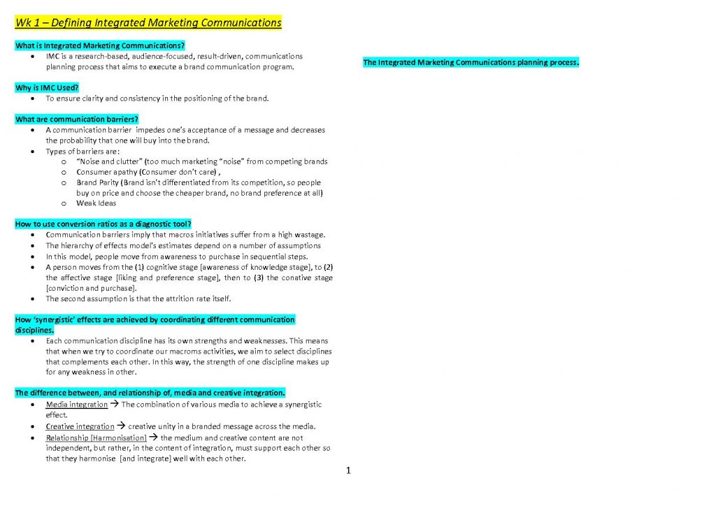 MKTG2004 – Integrated Marketing Communications complete notes
