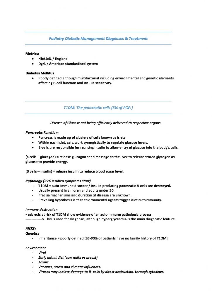 PODY605: Podiatric Management of Diabetes in Aotearoa summary