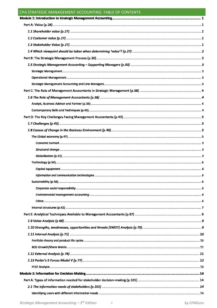 CPA Strategic Management Accounting 3rd Edition -2020 (HD) Notes