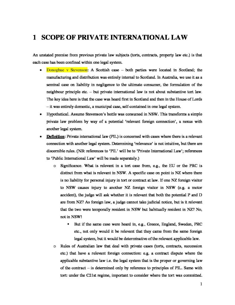 Private International Law A (LAWS2018 & LAWS5017) – Full Comprehensive Notes