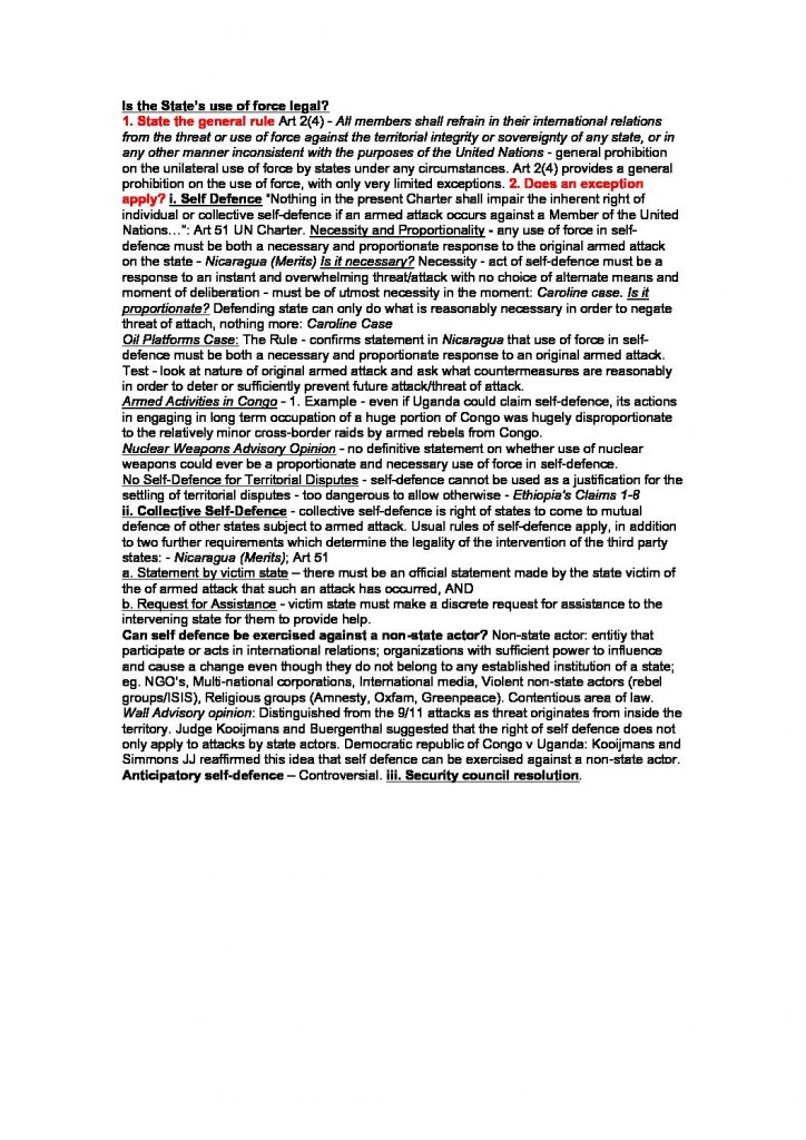 Public International Law – Exam Questions Answer Guide – Curtin Law