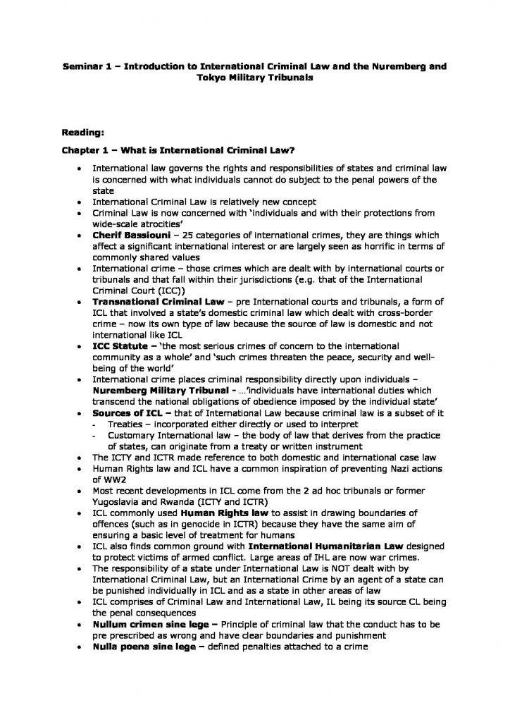 Summarised Foundations of International Criminal Law (LAWW3053/ M33159) notes