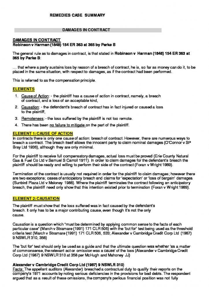 Remedies: 200756 full exam notes