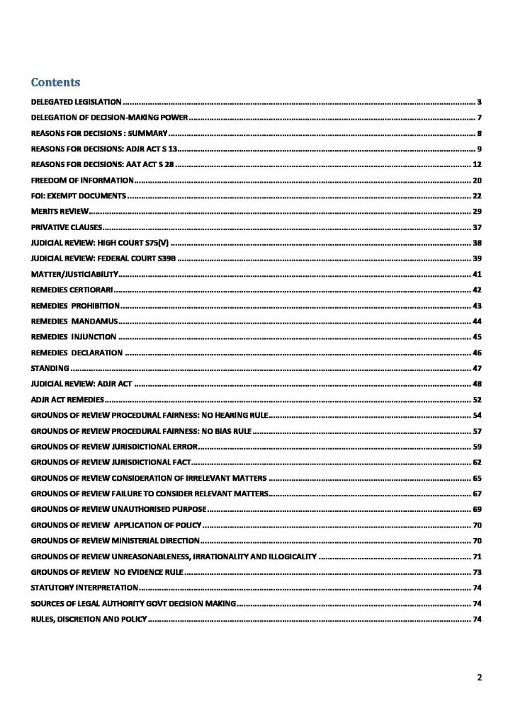 Administrative Law (JURD7160 & LAWS1160) summary notes