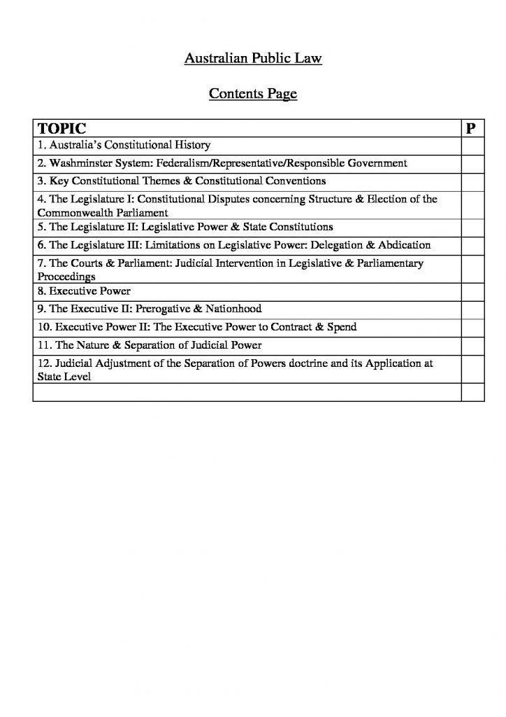 Australian Public Law (LAWS1205) final exam notes