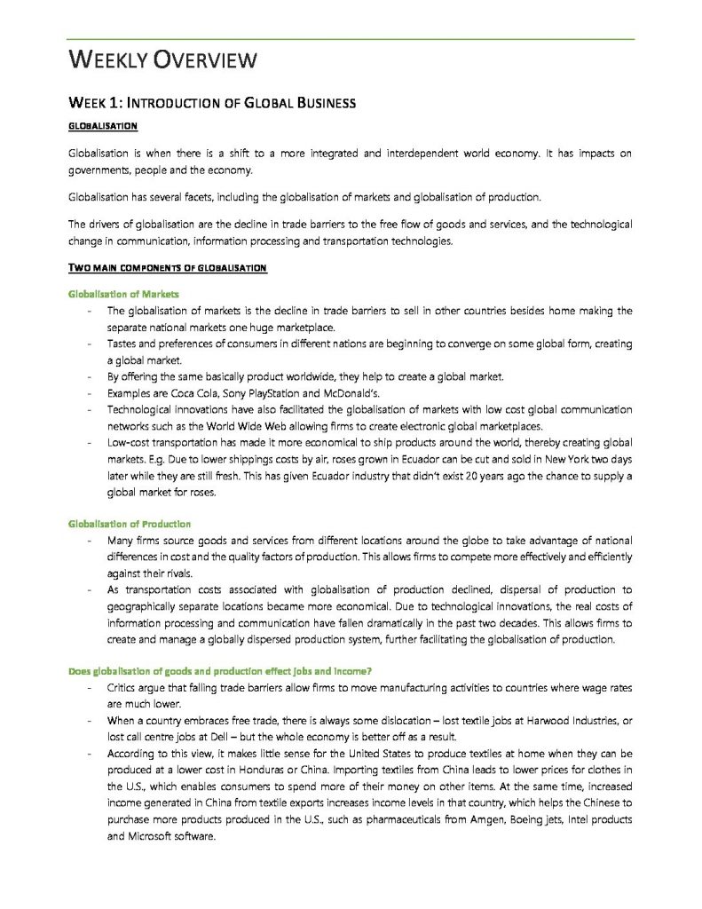 QUT BSB119: Global Business exam notes