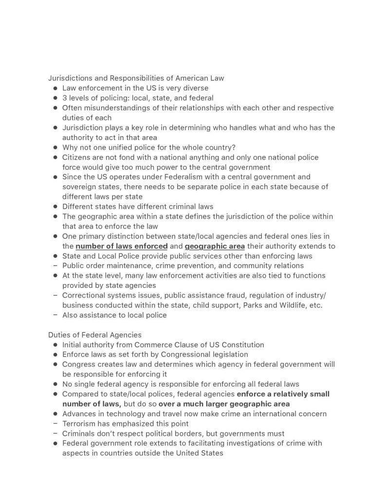 CJUS 3300: Police Systems notes – UNT