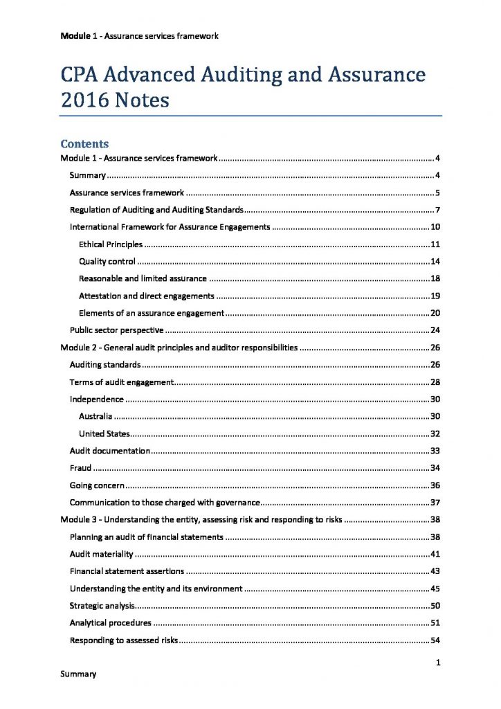 CPA AAA: Advanced Audit and Assurance notes