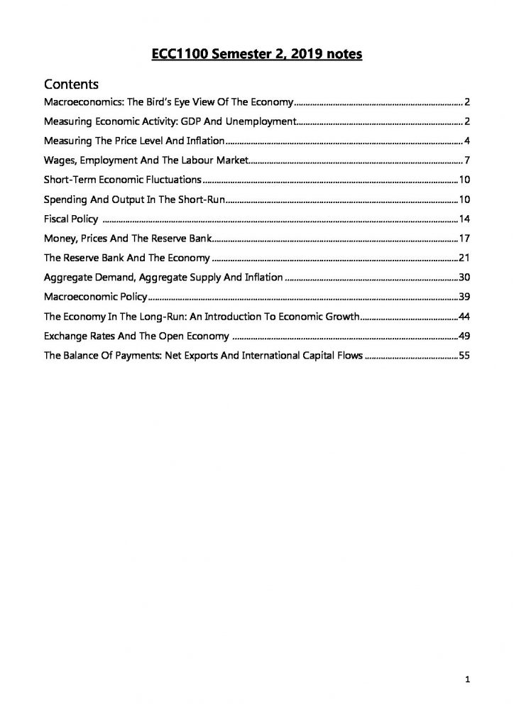 ECC1100: Principles of macroeconomics notes