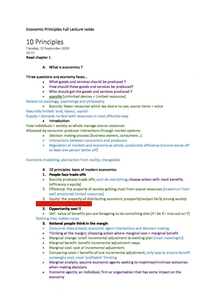 ECNM08004: Economic Principles complete course notes