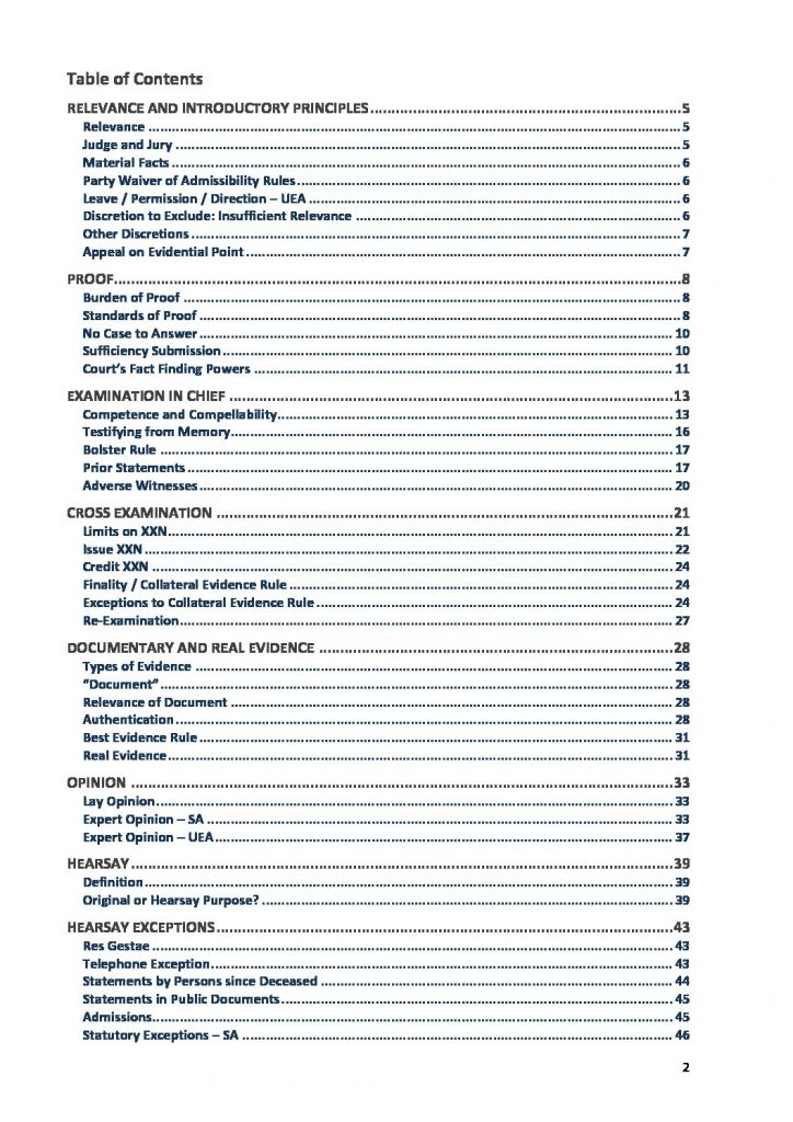 LAW 3502 Evidence and Advocacy full exam notes – Adelaide Uni