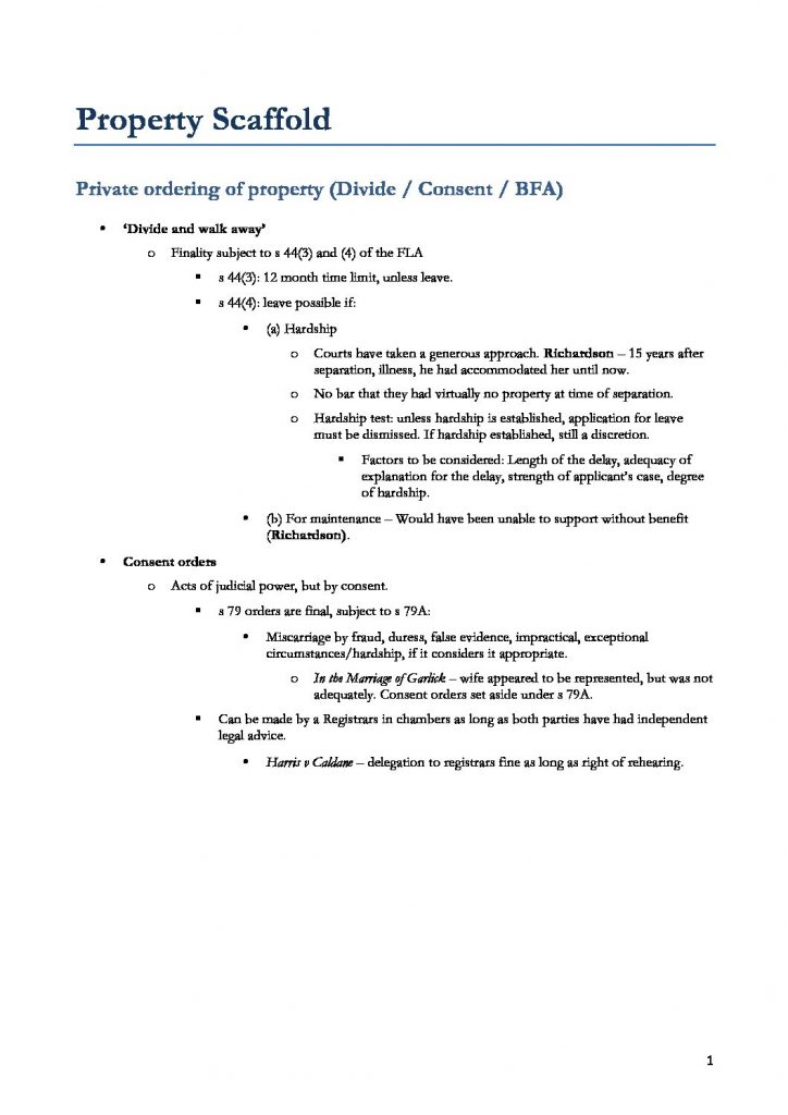 Family Law (LAWS3432 & LAWS5132) final scaffold