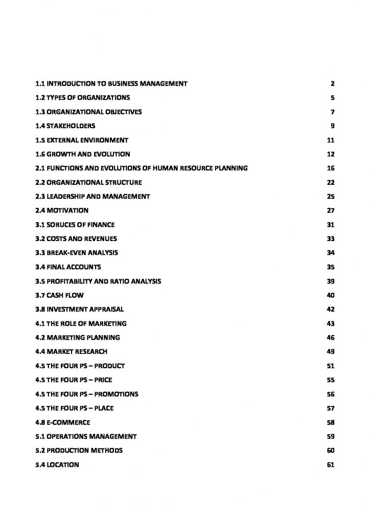 IB Business Management SL complete notes