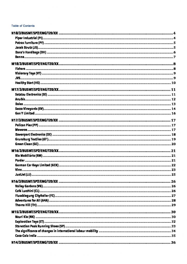 IB Business Management exam questions and answers