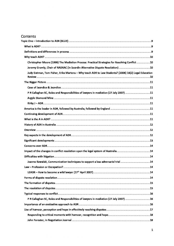 LAW157: Alternative Dispute Resolution complete course notes
