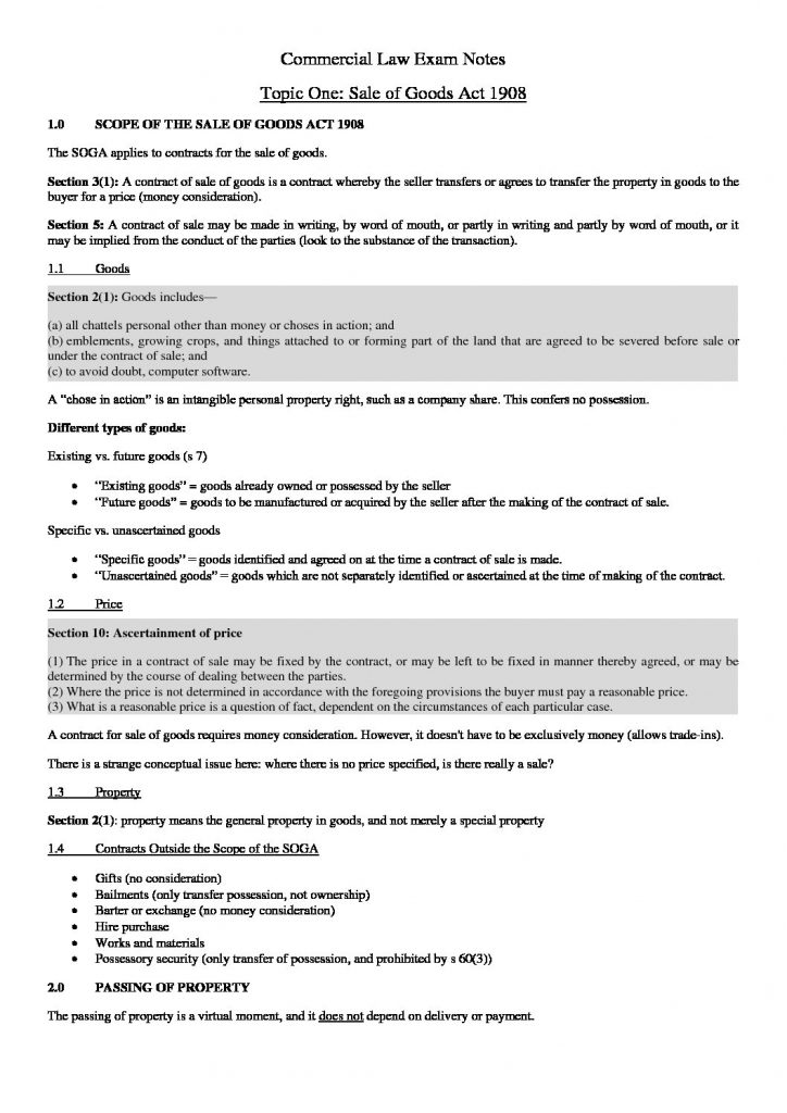 LAWCOMM 401: Commercial Law complete notes
