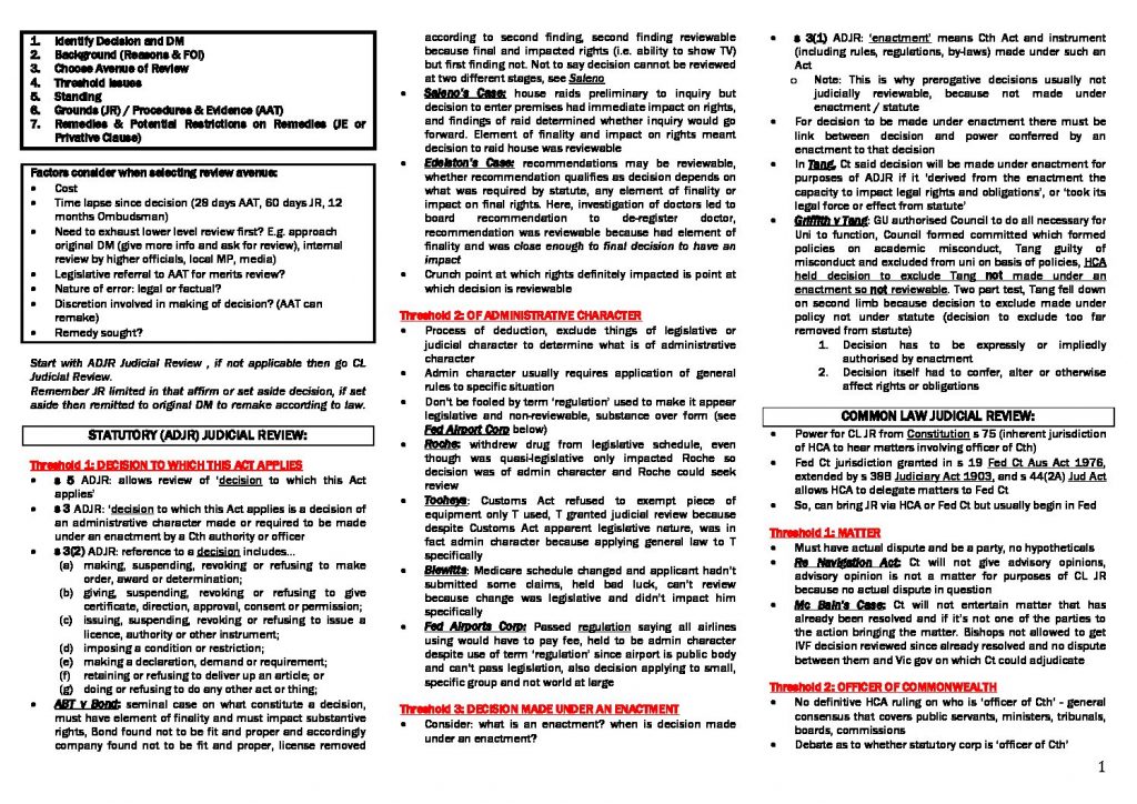 LAWS11-317: Administrative Law exam notes