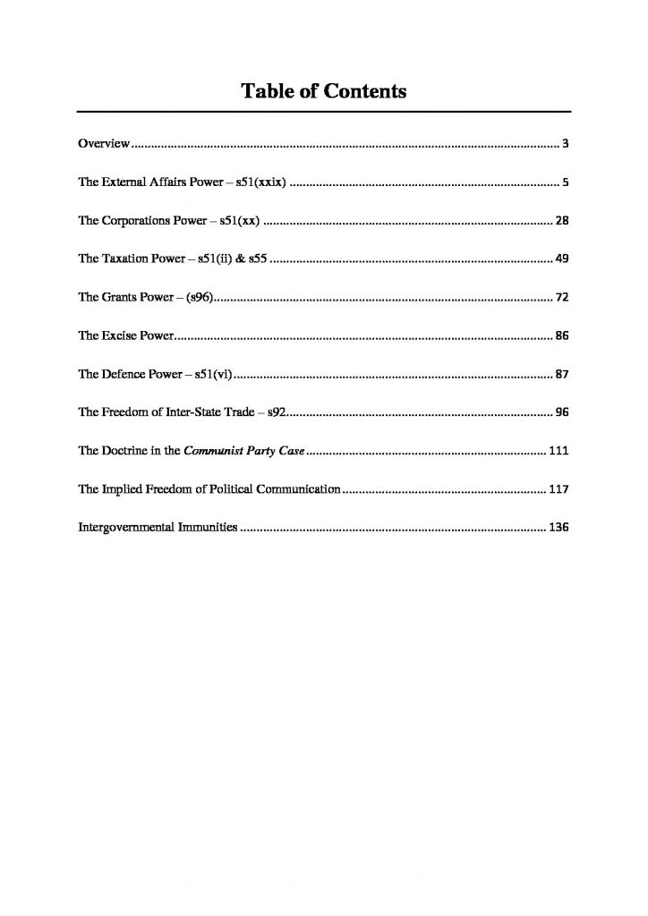 LAWS2011: Federal Constitutional Law full notes with scaffolds