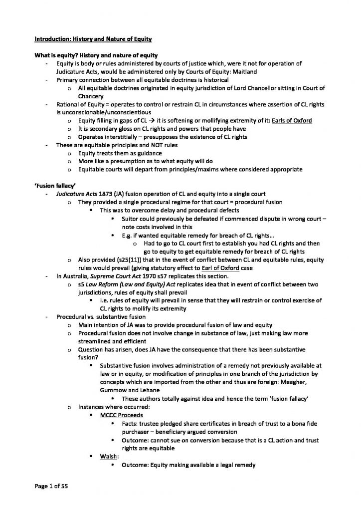 LAWS2015 & LAWS5015: Equity – problem question answer structure