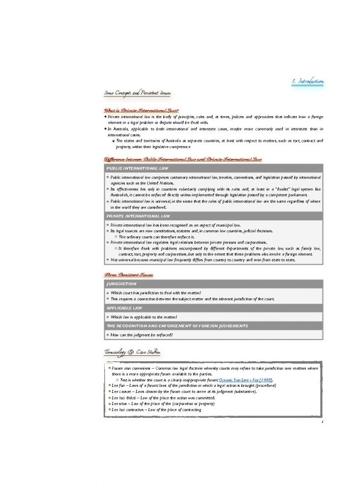 LAWS2018 & LAWS5017: Private International Law A detailed notes