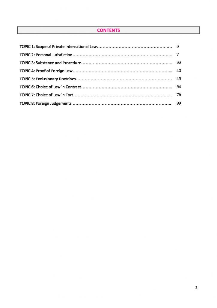LAWS2018: Private International Law A notes
