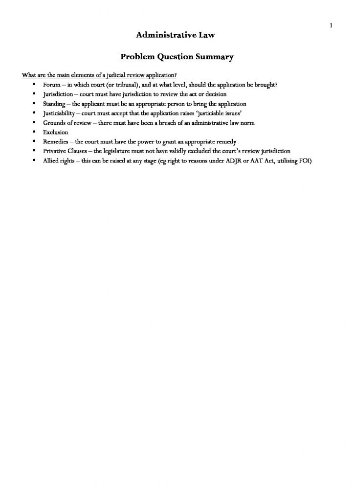 ANU Administrative Law (LAWS2201) summary