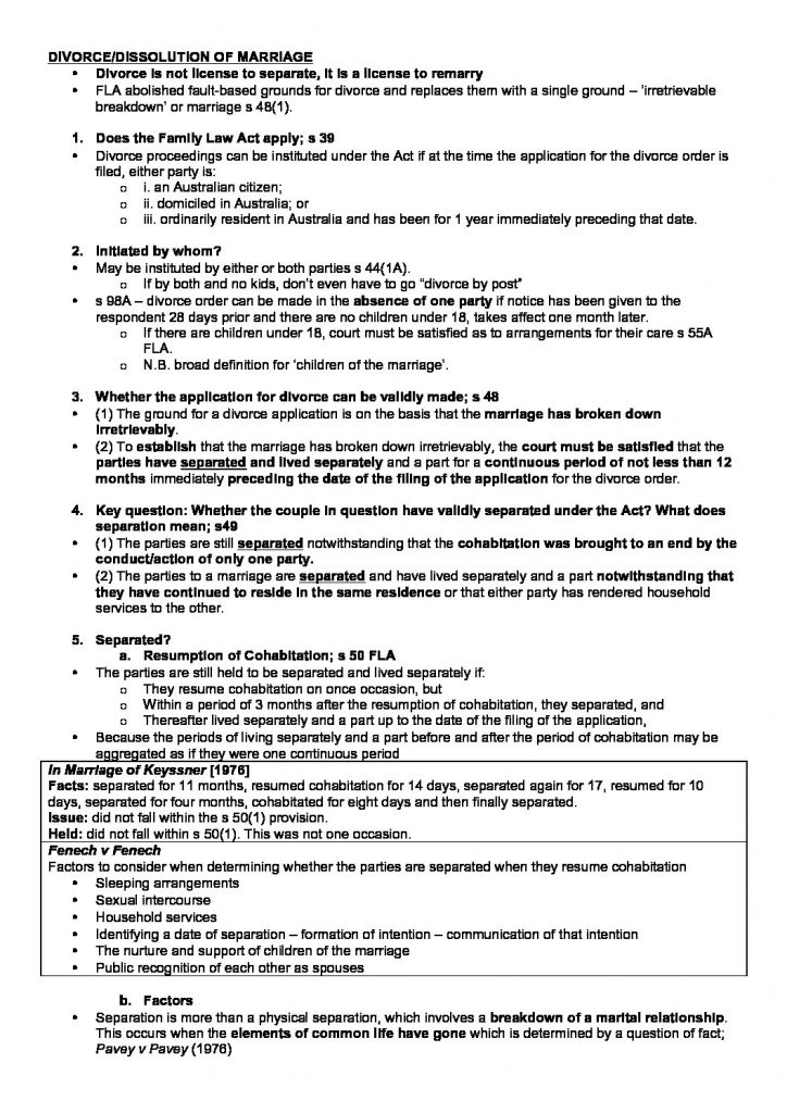 LAWS3432 & LAWS5132: Family Law full notes with Scaffold