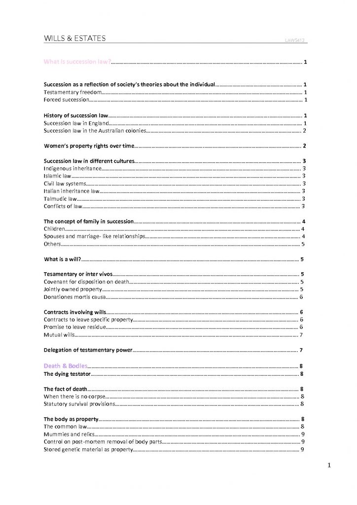 LAWS413: Wills and Succession exam notes