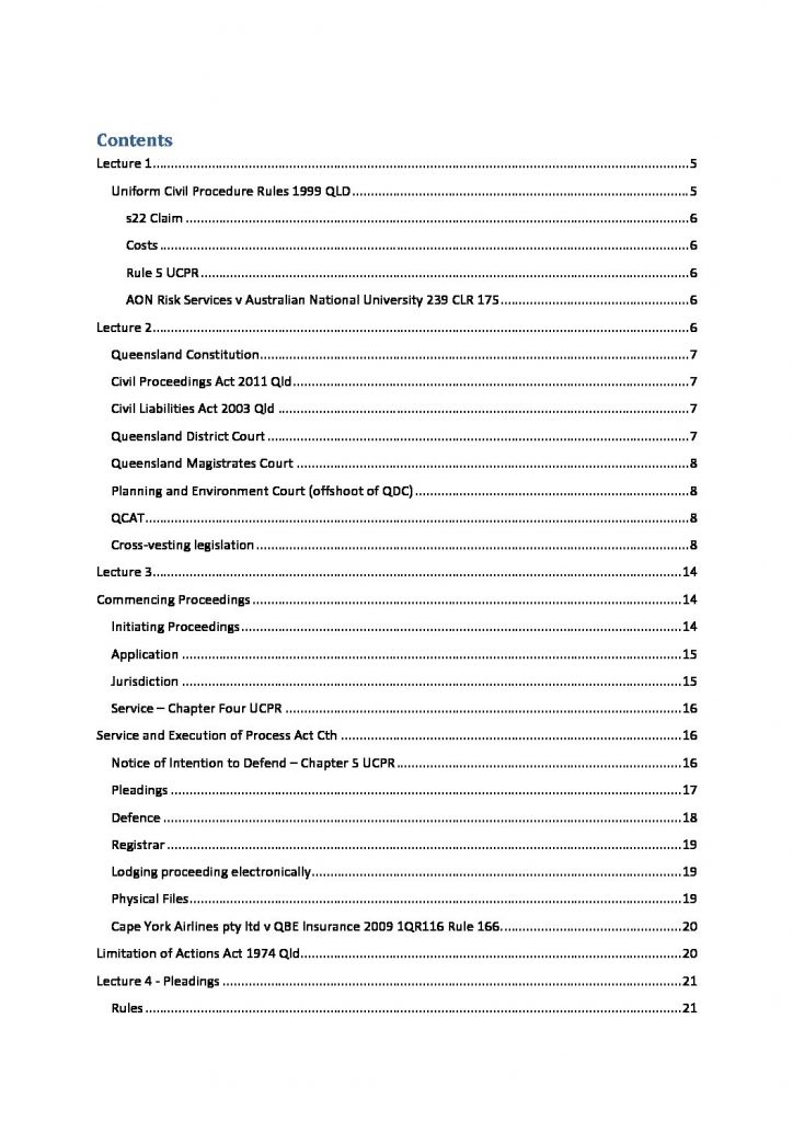 LAWS5215: Civil Procedure comprehensive summary