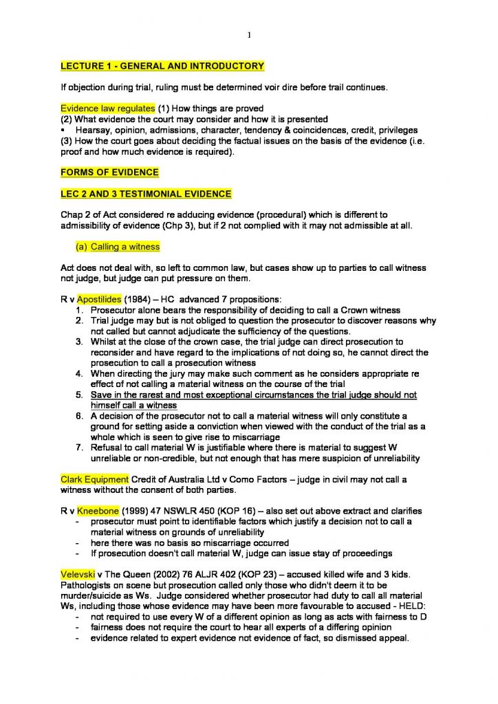LPAB 11 Evidence (LEC) complete exam notes