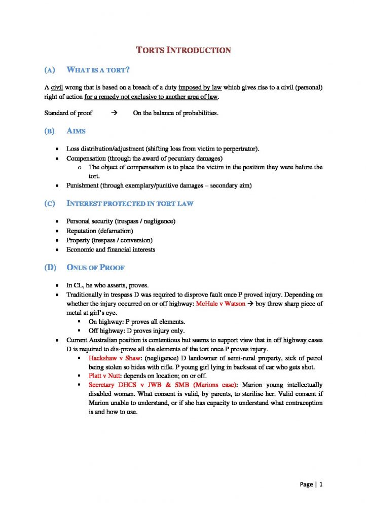 LPAB 03 Torts (LEC) complete exam notes
